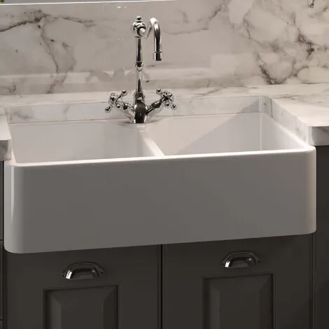 RAK CERAMICS RAK Gourmet 10 Ceramic Belfast Kitchen Sink 2.0 Bowl 800mm L X 500mm W - White 1 RAK CERAMICS RAK Gourmet 10 Ceramic Belfast Kitchen Sink 2.0 Bowl 800mm L X 500mm W - White