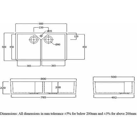 RAK CERAMICS RAK Gourmet 10 Ceramic Belfast Kitchen Sink 2.0 Bowl 800mm L X 500mm W - White 2 RAK CERAMICS RAK Gourmet 10 Ceramic Belfast Kitchen Sink 2.0 Bowl 800mm L X 500mm W - White - Image 2