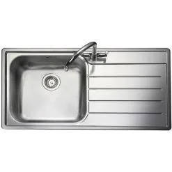 Rangemaster Oakland Kitchen Sink 1.0 Bowl RH Drainer Inset Stainless Steel Waste