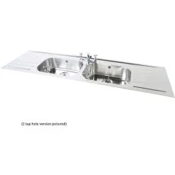 N.S.S - PLAND Double Bowl Double Drainer 2 Tap Hole SInk