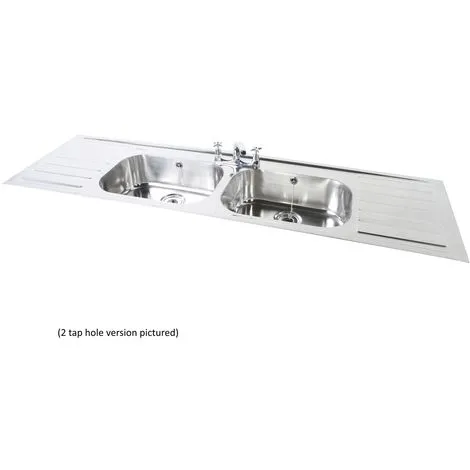 N.S.S - PLAND Double Bowl Double Drainer 2 Tap Hole SInk 1 N.S.S - PLAND Double Bowl Double Drainer 2 Tap Hole SInk