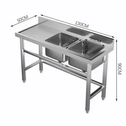 Livingandhome Stainless Steel Commercial Double Kitchen Sink With Bowl Side Platform 9 Livingandhome Stainless Steel Commercial Double Kitchen Sink With Bowl Side Platform -Kitchen Sink Shop 23559363 5
