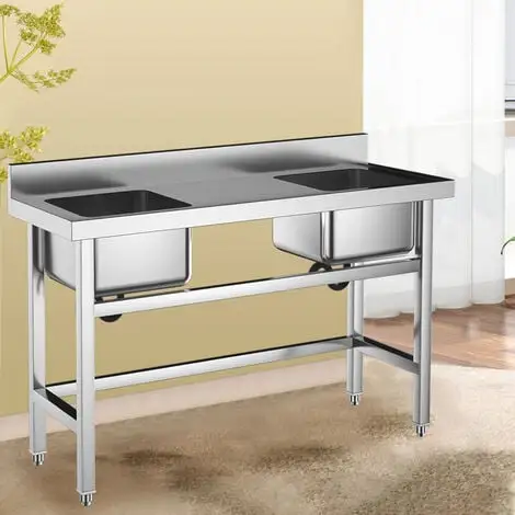 Livingandhome Stainless Steel Double Side Kitchen Sink With Middle Platform 2 Livingandhome Stainless Steel Double Side Kitchen Sink With Middle Platform - Image 2
