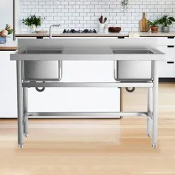 Livingandhome Stainless Steel Double Side Kitchen Sink With Middle Platform 7 Livingandhome Stainless Steel Double Side Kitchen Sink With Middle Platform -Kitchen Sink Shop 23559368 3