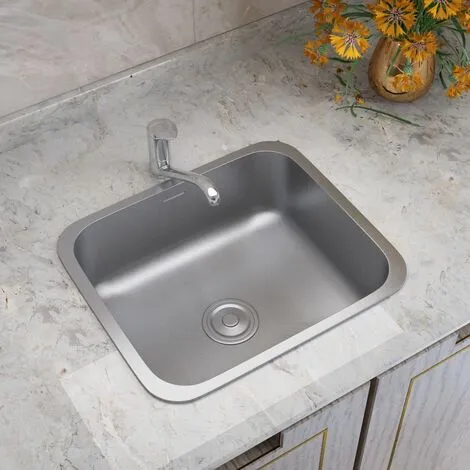Livingandhome Single Bowel Stainless Steel Kitchen Sink 2 Livingandhome Single Bowel Stainless Steel Kitchen Sink - Image 2