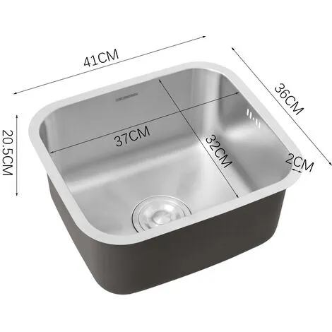 Livingandhome Single Bowel Stainless Steel Kitchen Sink 3 Livingandhome Single Bowel Stainless Steel Kitchen Sink - Image 3