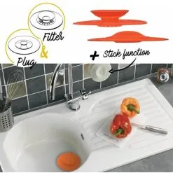 Kitchen Sink Shop 25 Wirquin Orange Universal 2in1 Kitchen Sink Plug/Filter 110mm Stick Function Easy Use
