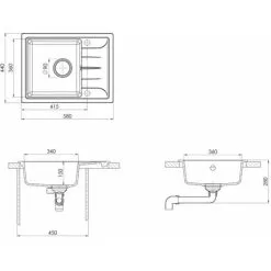 Kitchen Sink With Overflow Hole Oval Beige Granite VidaXL -Kitchen Sink Shop 26457686 3