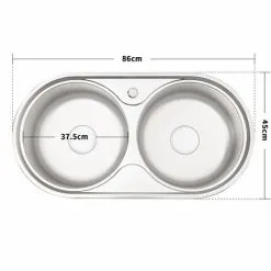 Livingandhome Catering Stainless Steel Double Kitchen Sink Laundry Topmount Round 9 Livingandhome Catering Stainless Steel Double Kitchen Sink Laundry Topmount Round -Kitchen Sink Shop 29783904 5