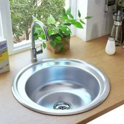 Devenirriche Kitchen Sink With Strainer And Trap Stainless Steel