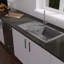 Kitchen Sink Shop 70 Schon Arola Cobblestone Grey 1.0 Bowl Reversible Kitchen Sink
