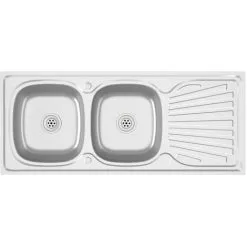 Kitchen Sink With Double Sinks Silver 1200x600x155 Mm Stainless Steel VidaXL