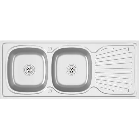 Kitchen Sink With Double Sinks Silver 1200x600x155 Mm Stainless Steel VidaXL 1 Kitchen Sink With Double Sinks Silver 1200x600x155 Mm Stainless Steel VidaXL