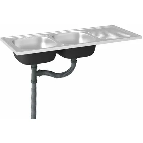 Kitchen Sink With Double Sinks Silver 1200x600x155 Mm Stainless Steel VidaXL 5 Kitchen Sink With Double Sinks Silver 1200x600x155 Mm Stainless Steel VidaXL - Image 5