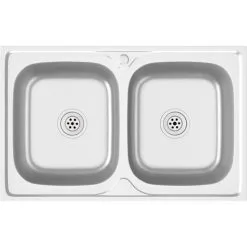 Kitchen Sink With Double Basins Silver 800x500x155 Mm Stainless Steel VidaXL