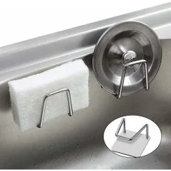 LangRay 4 Piece Sponge Sink Holder, Kitchen Sponge Holder, Adhesive Sponge Holder, Sponge Sink Hook, No Drill Stainless Steel Waterproof Sponge Sink Holder For Kitchen Sink, Kitchen, Scrubber -Kitchen Sink Shop 37265666 4