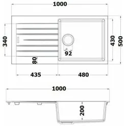 Rangemaster Andesite Kitchen Sink 1.0 Bowl Black Granite Inset Reversible Waste 6 Rangemaster Andesite Kitchen Sink 1.0 Bowl Black Granite Inset Reversible Waste -Kitchen Sink Shop 43248889 3