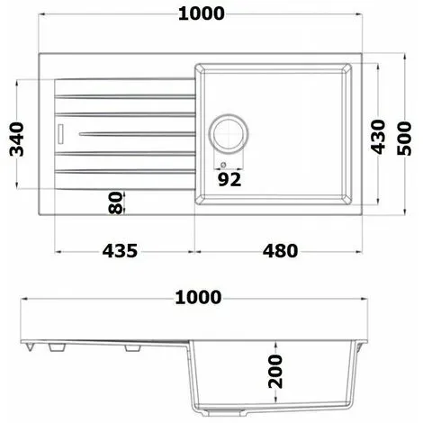 Rangemaster Andesite Kitchen Sink 1.0 Bowl Black Granite Inset Reversible Waste 3 Rangemaster Andesite Kitchen Sink 1.0 Bowl Black Granite Inset Reversible Waste - Image 3