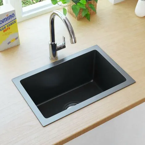 Topdeal Handmade Kitchen Sink With Strainer Black Stainless Steel FF145082UK 1 Topdeal Handmade Kitchen Sink With Strainer Black Stainless Steel FF145082UK