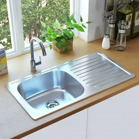 Topdeal Kitchen Sink With Strainer And Trap Stainless Steel FF145073UK 1 Topdeal Kitchen Sink With Strainer And Trap Stainless Steel FF145073UK