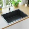 Topdeal Handmade Kitchen Sink With Strainer Black Stainless Steel FF145084UK