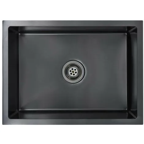 Topdeal Handmade Kitchen Sink With Strainer Black Stainless Steel FF145084UK 2 Topdeal Handmade Kitchen Sink With Strainer Black Stainless Steel FF145084UK - Image 2