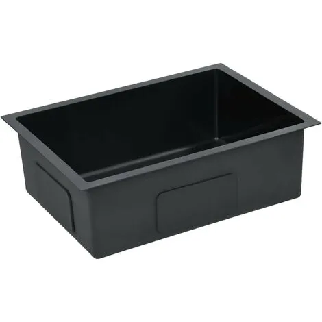 Topdeal Handmade Kitchen Sink With Strainer Black Stainless Steel FF145084UK 4 Topdeal Handmade Kitchen Sink With Strainer Black Stainless Steel FF145084UK - Image 4