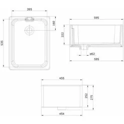 Rangemaster Belfast Ceramic Single Bowl Kitchen Sink Waste Anthracite Grey -Kitchen Sink Shop 52776020 5
