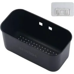 OSQI Sink Filter Tray, Filter Basket For Sinks, Stainless Steel 304 Multifunctional Kitchen Strainer, Sink Organiser, Filter Baskets, Colander Over The Spool For Dishes, Fruit, Vegetables (Black)