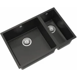 Sauber Kitchen Sink 1.5 Bowl 670x440mm Black Composite Undermount Inset Waste 8 Sauber Kitchen Sink 1.5 Bowl 670x440mm Black Composite Undermount Inset Waste -Kitchen Sink Shop 59418776 4