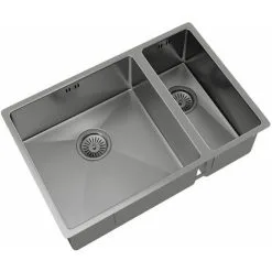 Sauber Kitchen Sink 1.5 Bowl 670x440mm Grey Composite Undermount Inset Waste 8 Sauber Kitchen Sink 1.5 Bowl 670x440mm Grey Composite Undermount Inset Waste -Kitchen Sink Shop 59418780 4