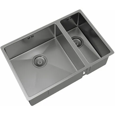 Sauber Kitchen Sink 1.5 Bowl 670x440mm Grey Composite Undermount Inset Waste 4 Sauber Kitchen Sink 1.5 Bowl 670x440mm Grey Composite Undermount Inset Waste - Image 4