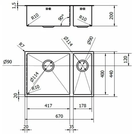 Sauber Kitchen Sink 1.5 Bowl 670x440mm Grey Composite Undermount Inset Waste 5 Sauber Kitchen Sink 1.5 Bowl 670x440mm Grey Composite Undermount Inset Waste - Image 5