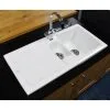 RAK CERAMICS Ceramic 1.5 Bowl Kitchen Sink With Waste By Rak - White - 20 Year Guarantee