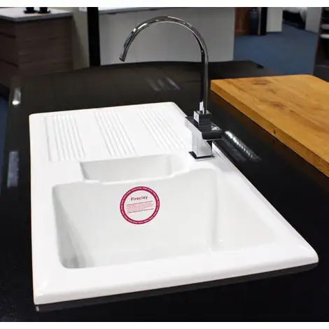 RAK CERAMICS Ceramic 1.5 Bowl Kitchen Sink With Waste By Rak - White - 20 Year Guarantee 2 RAK CERAMICS Ceramic 1.5 Bowl Kitchen Sink With Waste By Rak - White - 20 Year Guarantee - Image 2
