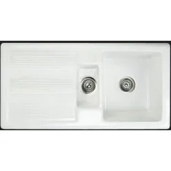 RAK CERAMICS Ceramic 1.5 Bowl Kitchen Sink With Waste By Rak - White - 20 Year Guarantee 7 RAK CERAMICS Ceramic 1.5 Bowl Kitchen Sink With Waste By Rak - White - 20 Year Guarantee -Kitchen Sink Shop 64565058 3