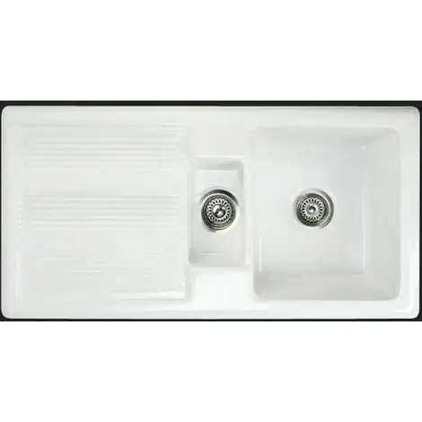 RAK CERAMICS Ceramic 1.5 Bowl Kitchen Sink With Waste By Rak - White - 20 Year Guarantee 3 RAK CERAMICS Ceramic 1.5 Bowl Kitchen Sink With Waste By Rak - White - 20 Year Guarantee - Image 3