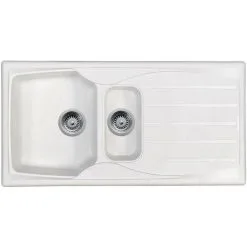 Kitchen Sink Shop 37 Astracast Sierra 1.5 Bowl Reversible White Kitchen Sink With Basket Waste Kit