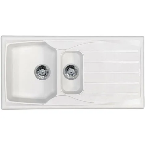 Astracast Sierra 1.5 Bowl Reversible White Kitchen Sink With Basket Waste Kit 1 Astracast Sierra 1.5 Bowl Reversible White Kitchen Sink With Basket Waste Kit
