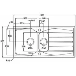 Astracast Sierra 1.5 Bowl Reversible White Kitchen Sink With Basket Waste Kit 7 Astracast Sierra 1.5 Bowl Reversible White Kitchen Sink With Basket Waste Kit -Kitchen Sink Shop 65334692 3