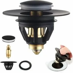 QERSTA Stainless Steel Pop Up Sink Plug For Universal Sink Pop Up Filter,3439mm,Black