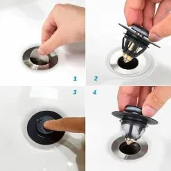 QERSTA Stainless Steel Pop Up Sink Plug For Universal Sink Pop Up Filter,3439mm,Black 6 QERSTA Stainless Steel Pop Up Sink Plug For Universal Sink Pop Up Filter,3439mm,Black -Kitchen Sink Shop 67482250 3