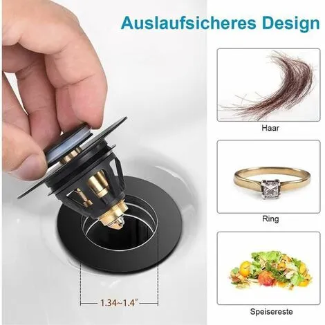 QERSTA Stainless Steel Pop Up Sink Plug For Universal Sink Pop Up Filter,3439mm,Black 4 QERSTA Stainless Steel Pop Up Sink Plug For Universal Sink Pop Up Filter,3439mm,Black - Image 4