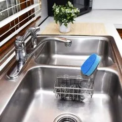 EINEMGELD Adhesive Stainless Steel Sponge Holder ,Brush Holder , Dish Cloth Hanger, 3-in-1 Kitchen Sink Caddy, Rust Proof Water Proof, No Drilling -Kitchen Sink Shop 68106637 3