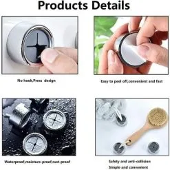 EINEMGELD 4 Pieces Kitchen Towel Hooks Round Adhesive Dish Towel Hook Premium Chrome Finish & Easy Installation Wall Mount Hand Towel Hook Ideal As Bathroom, Shower Or Outdoor Towel Holders 7 EINEMGELD 4 Pieces Kitchen Towel Hooks Round Adhesive Dish Towel Hook Premium Chrome Finish & Easy Installation Wall Mount Hand Towel Hook Ideal As Bathroom, Shower Or Outdoor Towel Holders -Kitchen Sink Shop 68107682 3