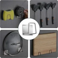 EINEMGELD 2 Pack Kitchen Sink Sponge Holder, Strong Adhesive Small Sponge Holder Rust Resistant Waterproof Kitchen Sink Cart - Smallest Size Saves Sink Space - 304 Stainless Steel, Quick Dry -Kitchen Sink Shop 68107741 5