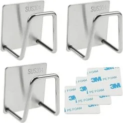 MONLY Pieces Small Kitchen Sponge Holder Waterproof Stainless Steel Sink Basket Organizer Adhesive No Drilling For Kitchen Sponge Sink Cover Brush - Silver