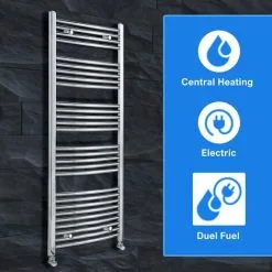GRAVITY BATHROOMS 500 X 700mm Curved Chrome Heated Towel Rail Ladder Radiator