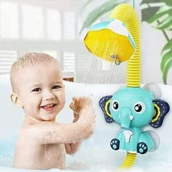 FVBJD Baby Bath Toys Electric Shower - Bath Shower Head For Kids Sucker Electric Shower Rain Head Kids Bathing Time Toddlers Game Elephant Animal Toy 4 X 1.5V AAA Required (Not Included)