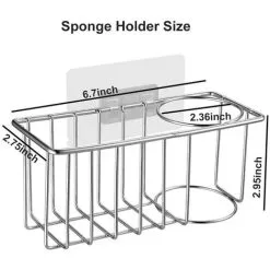 PESCE Sink Sponge Holder - Kitchen Sink Sponge Holder, 2 In 1 Brush Holder, SUS 304 Stainless Steel Waterproof Sponge Holder, No Drilling With 2 Adhesives -Kitchen Sink Shop 70969998 5